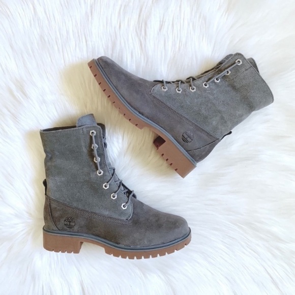 Timberland Jayne Medium Grey Roll Top Boots - Picture 2 of 8